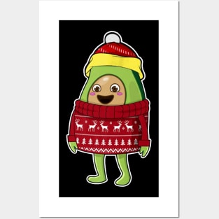 Avocado Santa Hat For Vegetarian Christmas Posters and Art